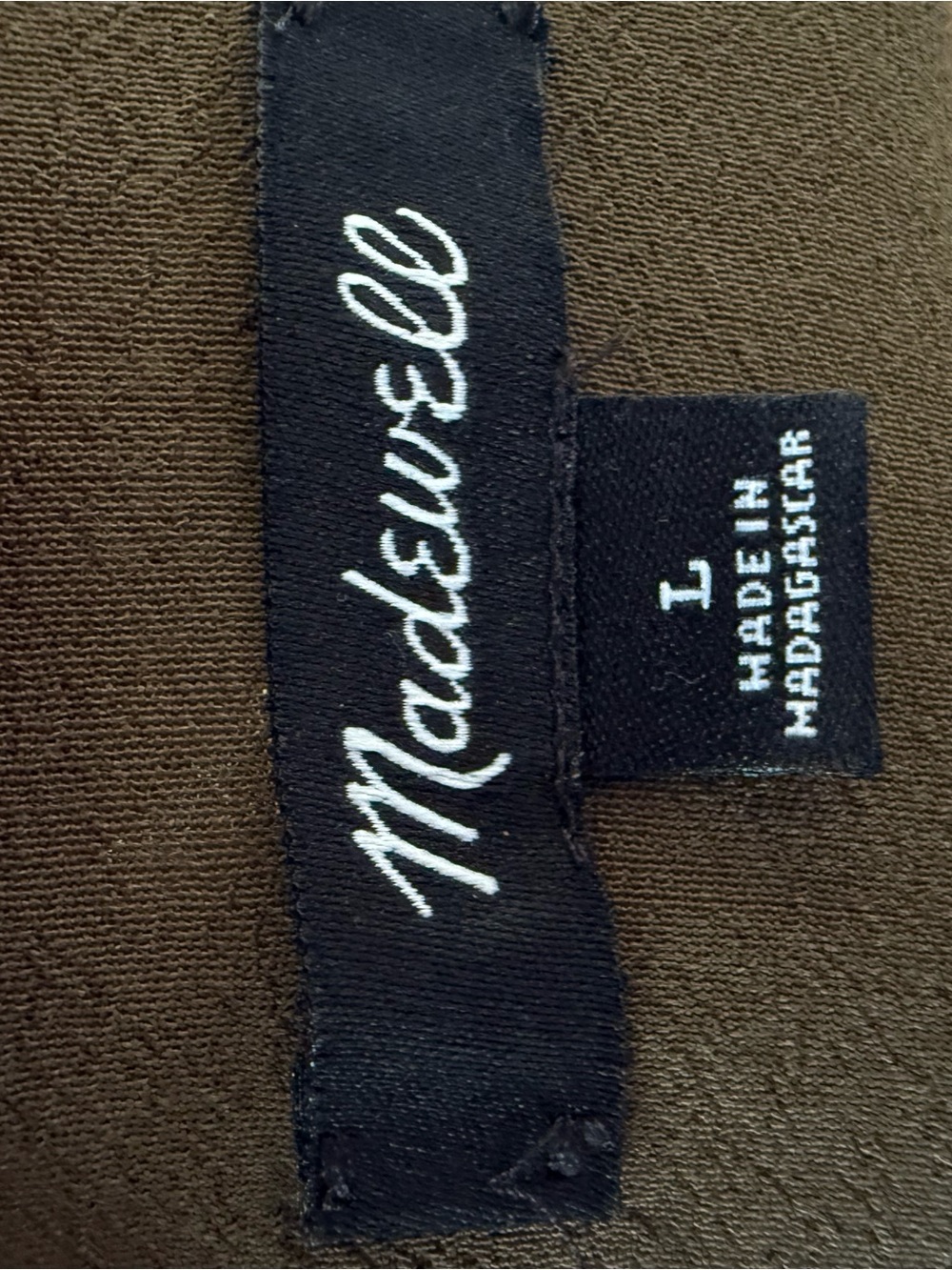 Madewell Olive Green 💯 Viscose Short-Sleeve Button-Down Shirt Size Large - Picture 9 of 10